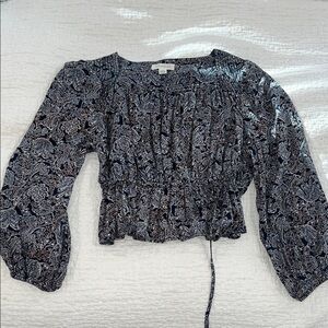 Treasure & Bond Blue and Black Paisley Blouse